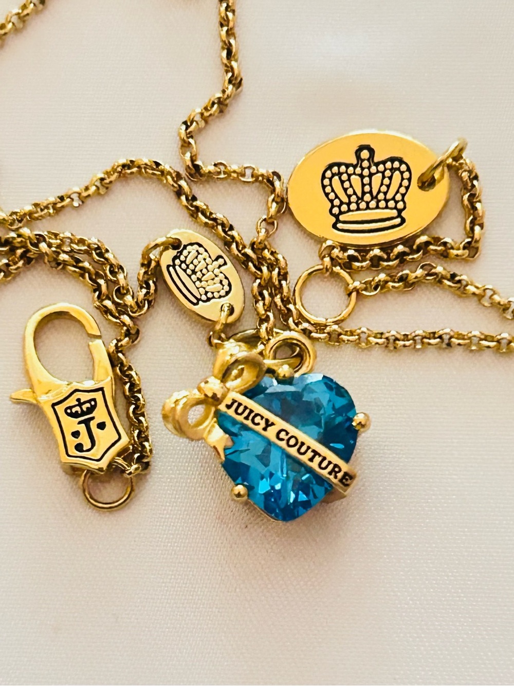 RARE Juicy Couture Blue Heart Charm Necklace